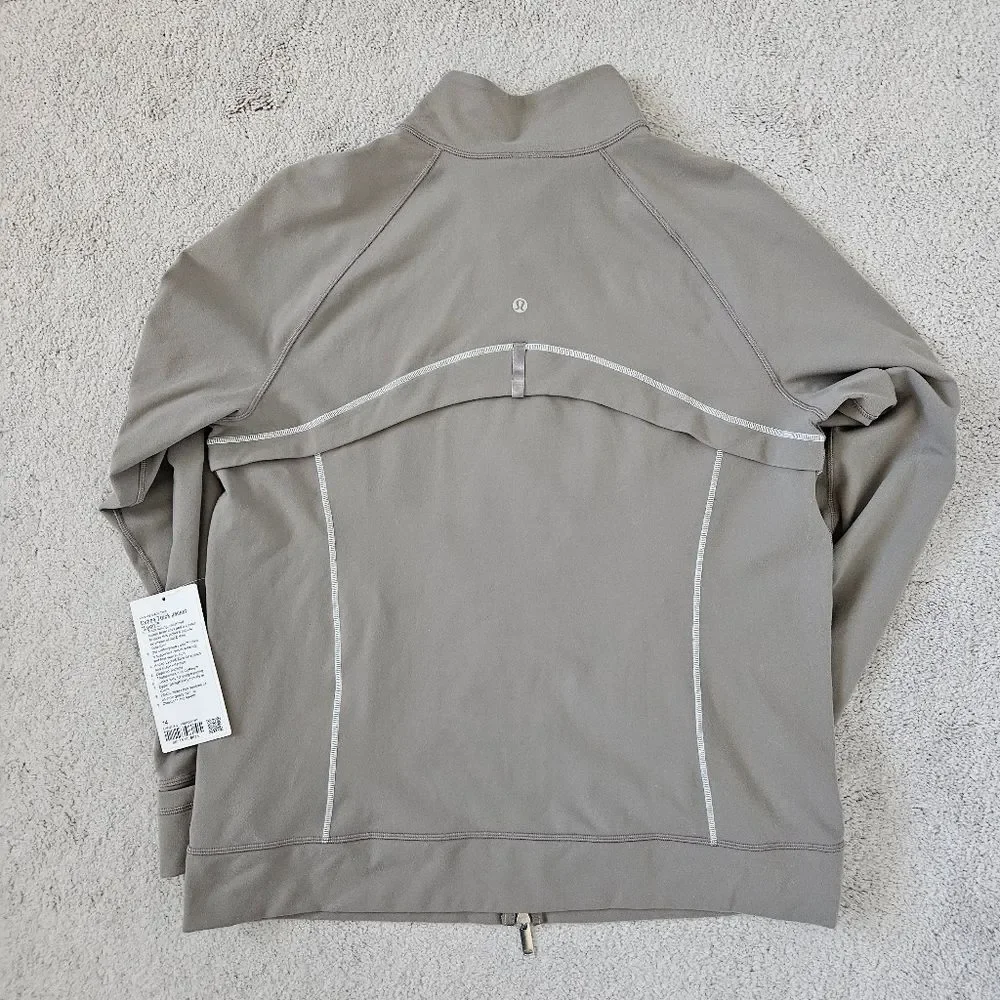 NWT Lululemon | Define Track Jacket Athleisure Luon Warm Ash Grey/White Women 14 - Picture 6 of 13